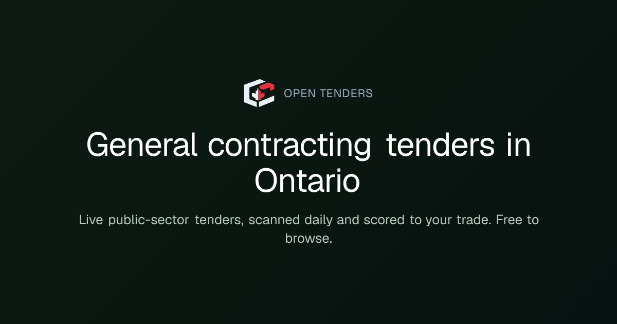 Open General contracting Tenders in Ontario (Updated Daily ...